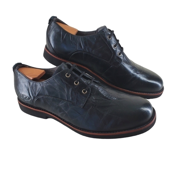 UGG Klayton Black Leather Oxford Shoes Mens 10.5 Business Casual 1002386 main image 14